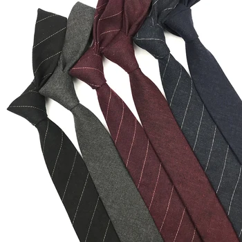

2019 New Fashion High Quality 100% Cotton Skinny Striped Solid Color Tie for Men 6.0cm Width
