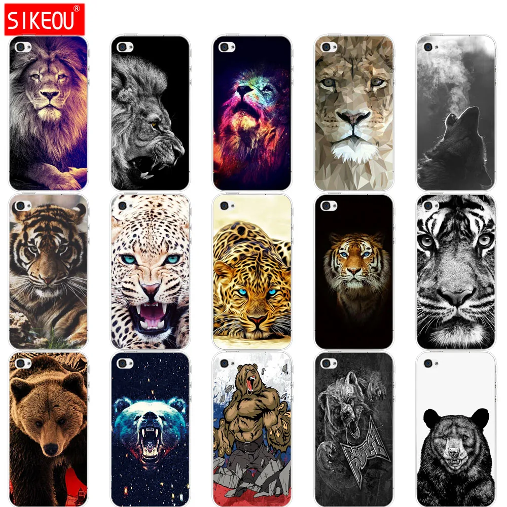 Силиконовый чехол для телефона диагональю 4 0 дюйма iPhone SE 5 с рисунком кошки волка