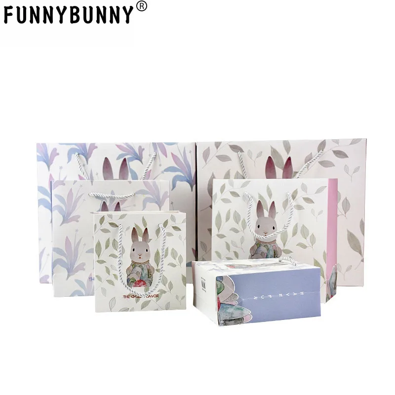 

FUNNYBUNNY Cute Rabbit Gift Bags with Handles Animal Storage Tote Bag for Cloth Party