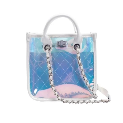 

Magic color Transparent Jelly Bags Letter shoulder Bags Personality chains bag FQX