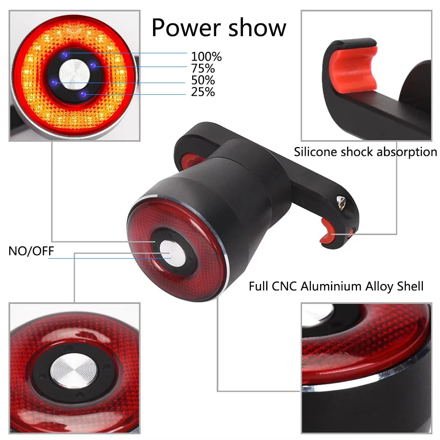 Умный Велосипедный тормозной задний светильник, Интеллектуальный автоматический стоп-сигнал, велосипедный светильник, Датчик тормоза, задний светильник, ночной велосипедный Warnning светильник