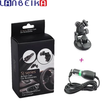 

LANBEIKA Suction Cup Bracket Sucker Holder Car Charger For SJCAM SJ4000 SJ5000 M10 M20 Eken Gopro 4 3 Camera Mount Accessories