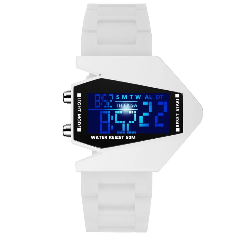 Горячая Распродажа Модные женские мужские футуристические стильные многоцветные силиконовые светодиодный спортивные наручные часы - Цвет: White