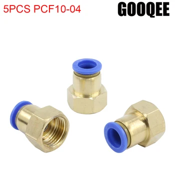

5PCS/lots 10mm Hole x 1/2"PT (ID:19mm) PCF10-04 Female Thread Air Connector Brass Fittings Pneumatic Push In Fitting