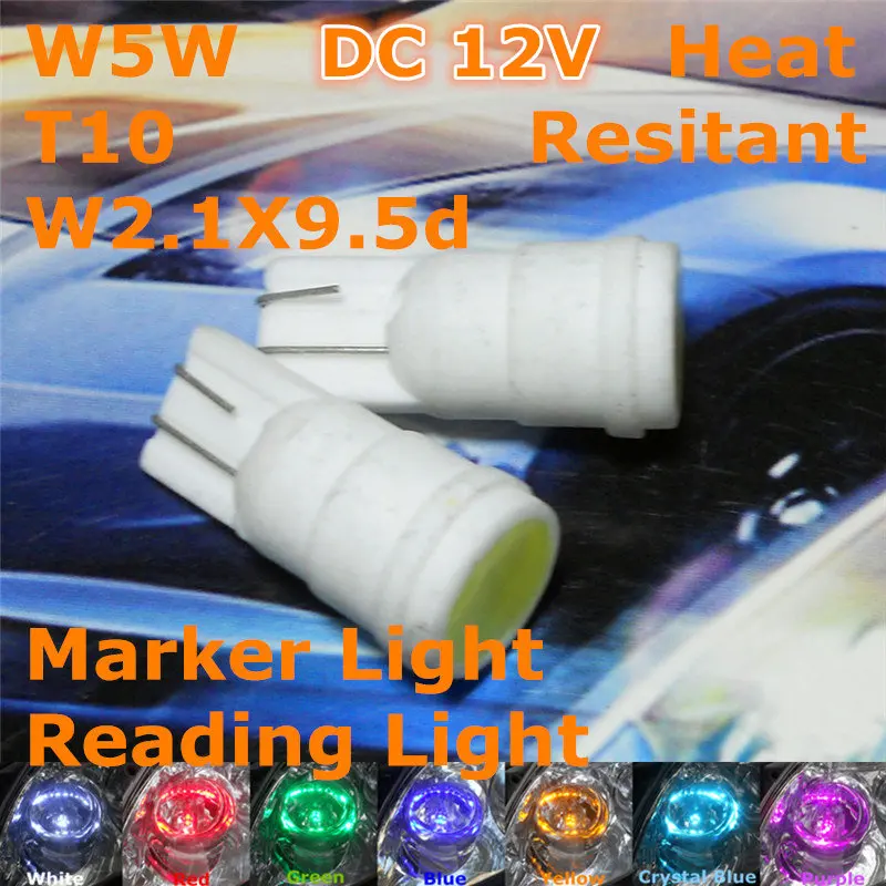 

12V LED Car Ceramic Lamp T10(Heat Resistant)W5W W2.1X9.5d for Signal Top Reading Width Clearance Light