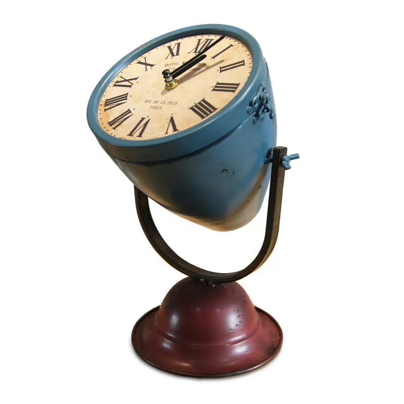 American Vintage Industrial Steampunk Desktop Table Searchlight Shaped Iron Clock Ornaments Office Cafe Display Model American Vintage Industrial Steampunk Desktop Table Searchlight Shaped Iron Clock Ornaments Office Cafe Display Model