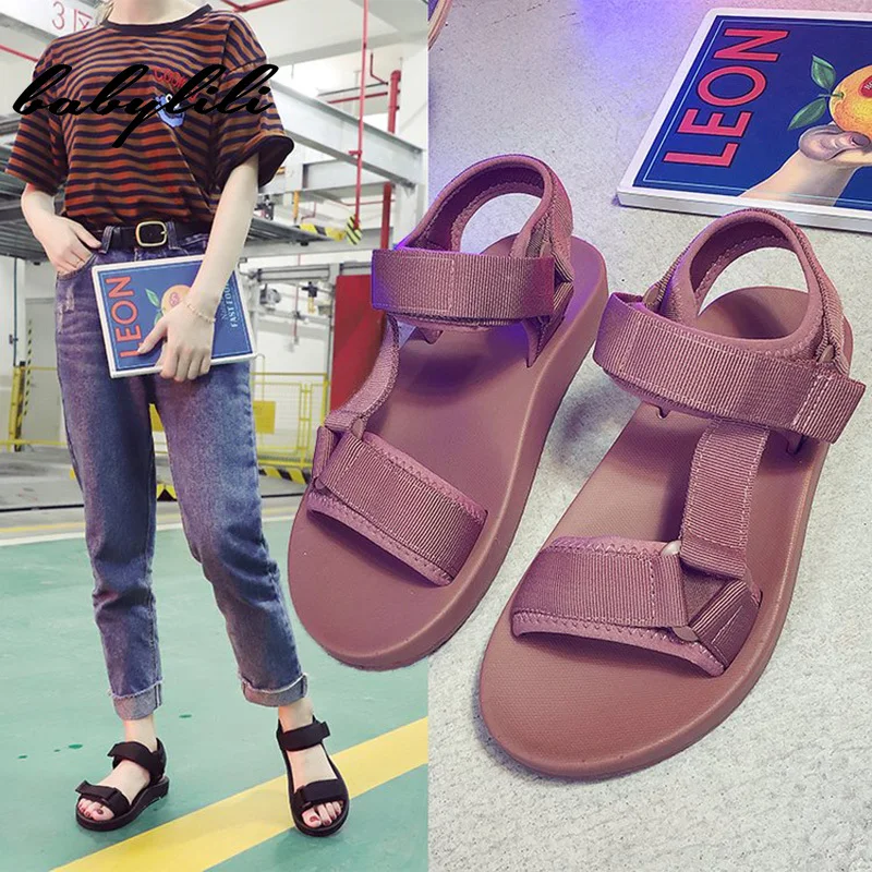 

Woman 2019 Summer Sandals Flat Shoes Sandals Casual Ladies Sandals Simple and Generous Flat Sandals Hook&loop Shoes for Women