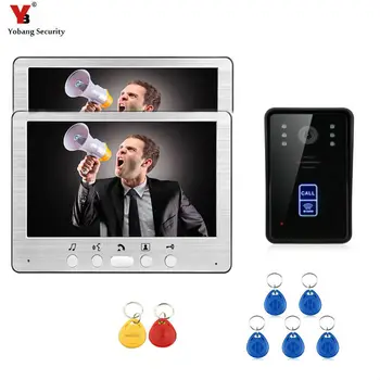 

Yobang Security 7" Video Intercom Door Phone System With 1 White Monitor 5 RFID Card Reader HD Doorbell Camera