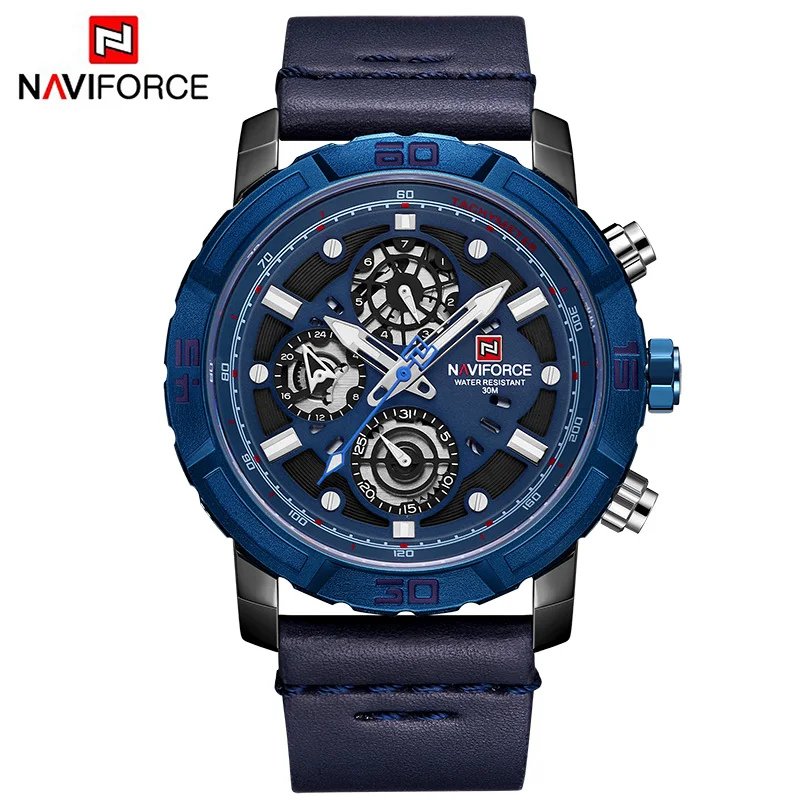 NAVIFORCE Fashoin спортивные часы для мужчин водонепроницаемые аналоговые Кварцевые