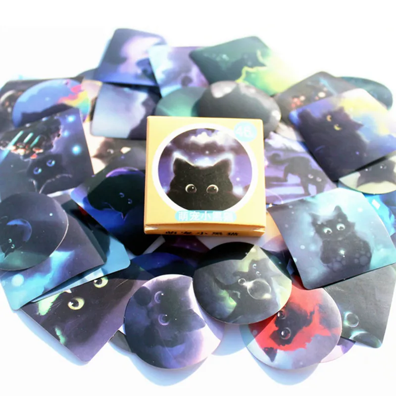 

40 Pcs/pack Night Black Cat Classic Kawaii Style Graffiti Stickers For Moto Car & Suitcase Laptop Stickers Skateboard Sticker