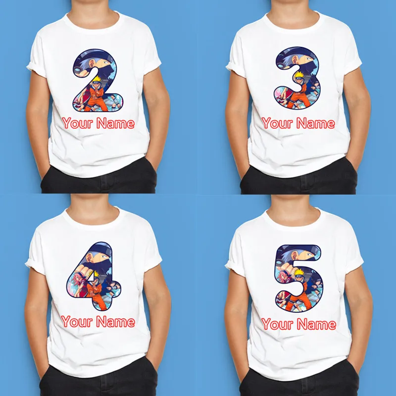 

Kid's Naruto Stars Birthday Number Short Sleeve Tops Kids Happy Birthday T Shirt Children's Birthday Present,Dropshipping