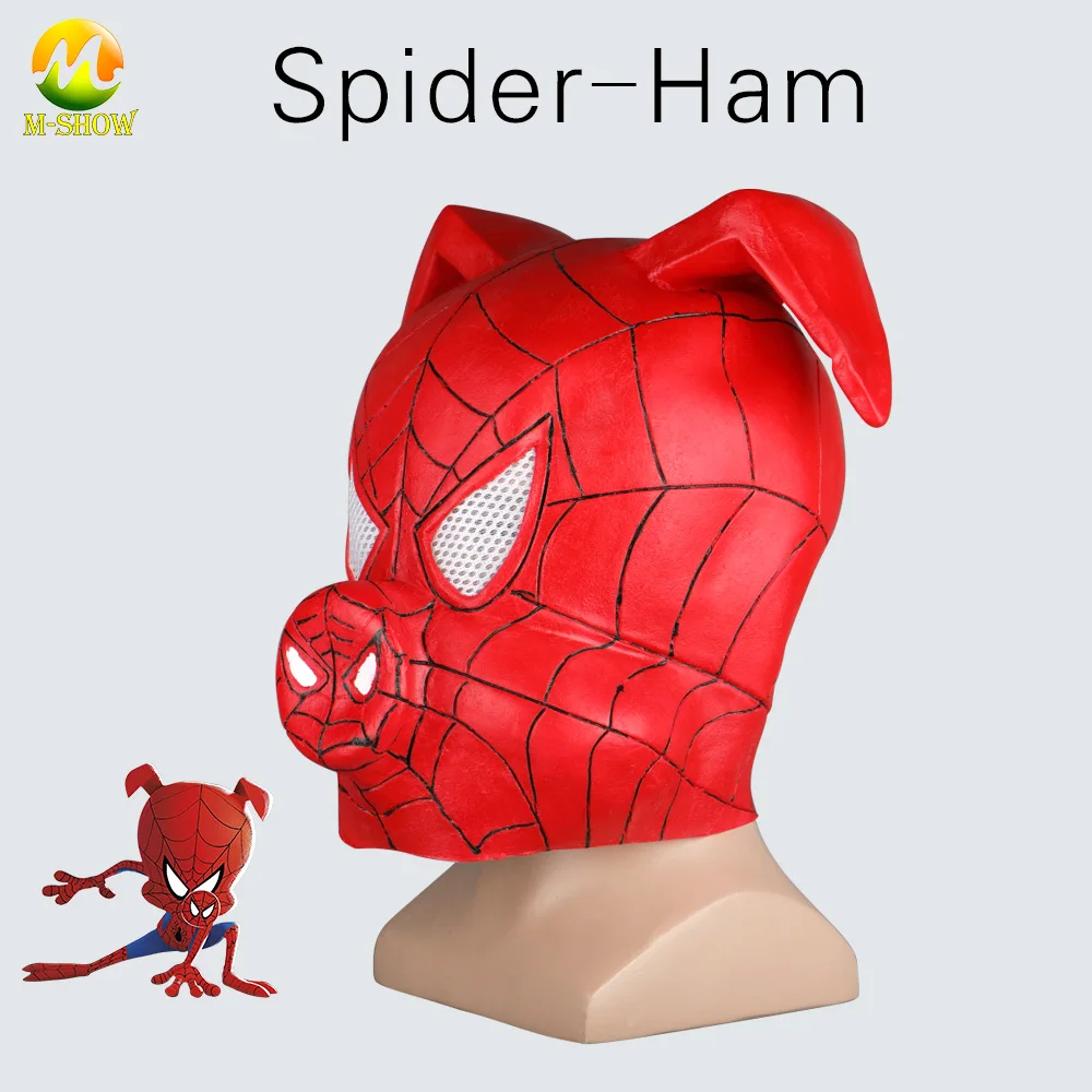 

Spider-Ham Cosplay Helmet Spider-Man: Into the Spider-Verse Mask Full Head Latex Party Masks For Halloween Party