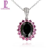 LP K золото-ювелирные изделия 4,16 карат натуральный драгоценный камень хром диопсид 18 к белое золото кулон для женщин подарок хорошее ювелирное изделие