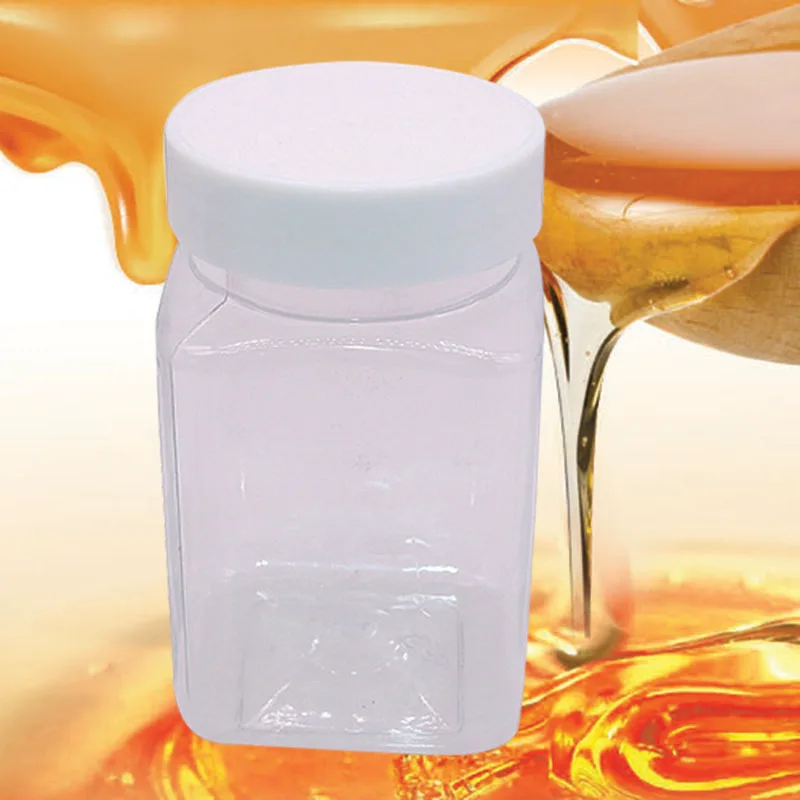 

2 pcs 400 ml Honey bottle 114*67*67mm Transparent White cover Beekeeping tools Bee farm honey storage jar