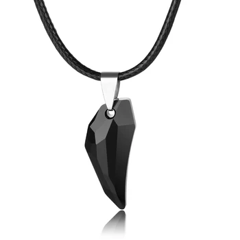 

2017 new mother's day gift quality leather cord wolf teeth pendant necklace with crystal from swarovski joyas wholesale