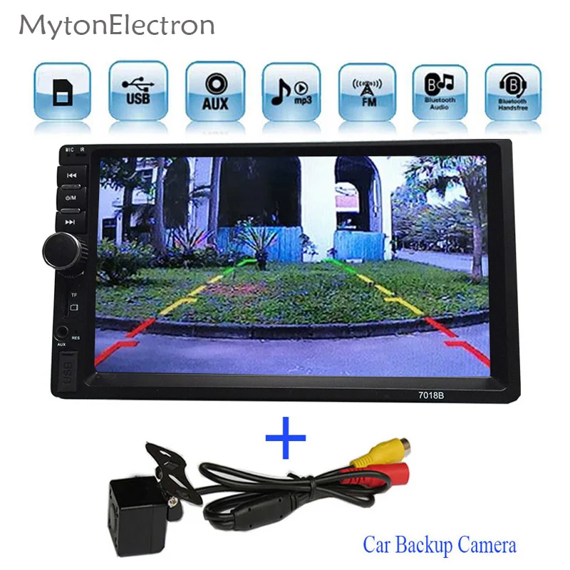 Rear Backup camera + Universal 2 Din Car Video Player Touch Screen