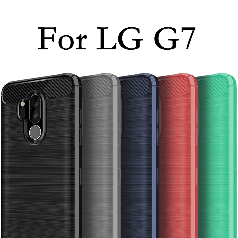

Case For LG G7 Soft TPU Brushed Carbon Fiber Armor Coque Capa Bumper Shockproof Back Cover For LG G7 ThinQ Case Fundas Shell