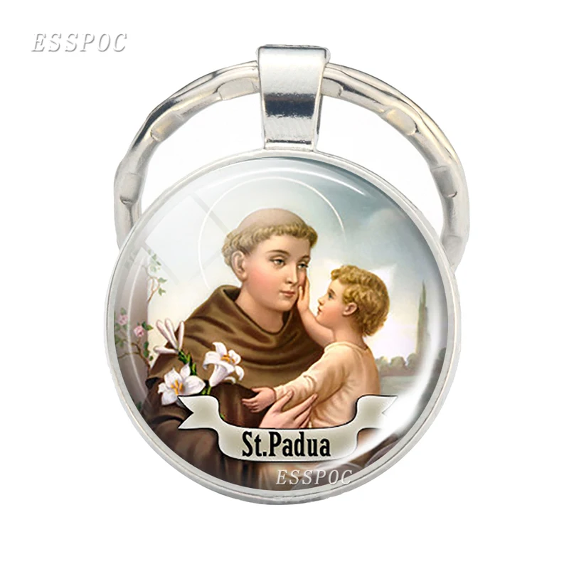 Christian Saint фото стеклянный брелок с кабошоном металлический религиозная Бижутерия
