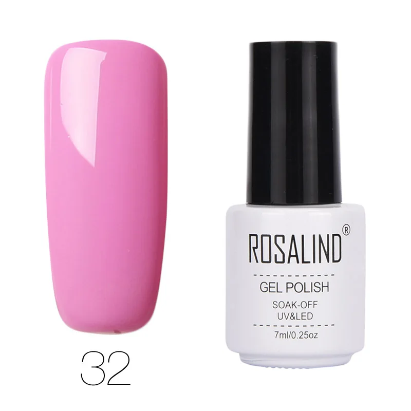 32 ROSALIND 7ML Gel Varnish Hybrid Nails Art Vernis Semi Перманентный гель для ногтей для ногтей для маникюра Замачивание верхнего базового белого геля - Цвет: 32