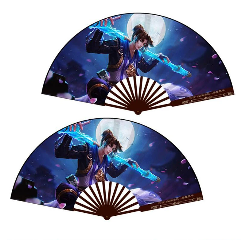  Oneoney Anime Folding Fan Silk Bamboo Fan Cartoon Naroto One Piece Menma Natsume SAO PUBG LOL Teemo