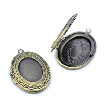 

25Pcs Bronze Tone Oval Photo Locket Frame Charms Breloque Pendants Jewelry Findings 34x24mm