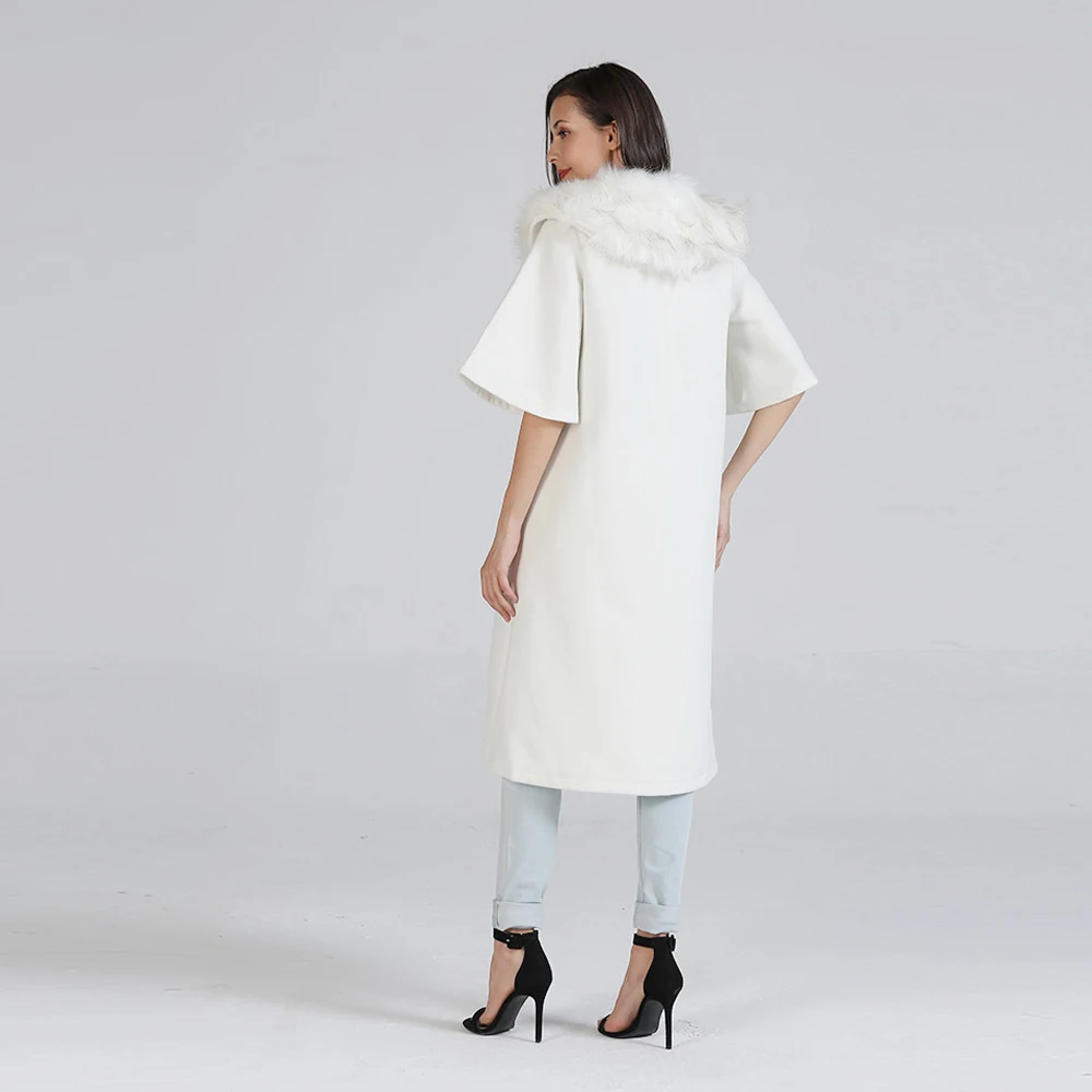 Winter Coat Women Spring Autumn Women's Fur collar Single-breasted Coats Outwear Women's White Rabbit Hair women Coat Jacket Coats