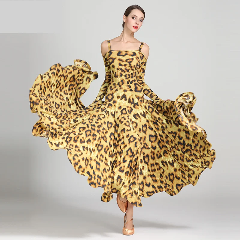 black print ballroom waltz dress rumba Standard social dress Ballroom dance competition fringe modern dance