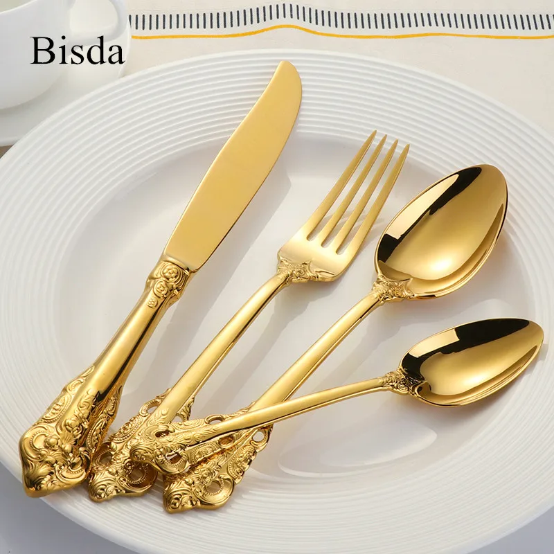 Western Luxury Dinnerware Set Stainless Steel Cutlery Set