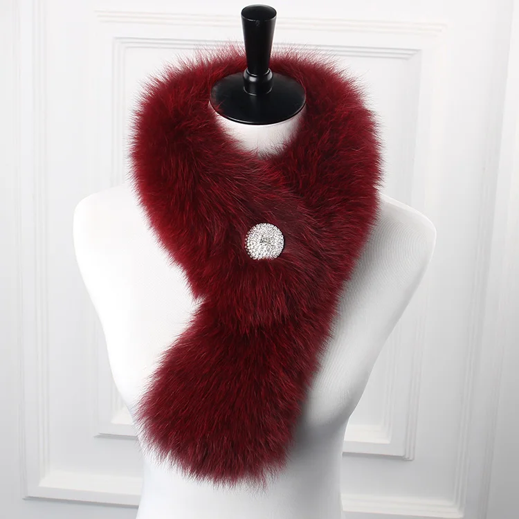 

genuine fox fur crystal metal clasp button decor fur collar multi colors short fox fur hoop tail style jewelry decor fur scarf