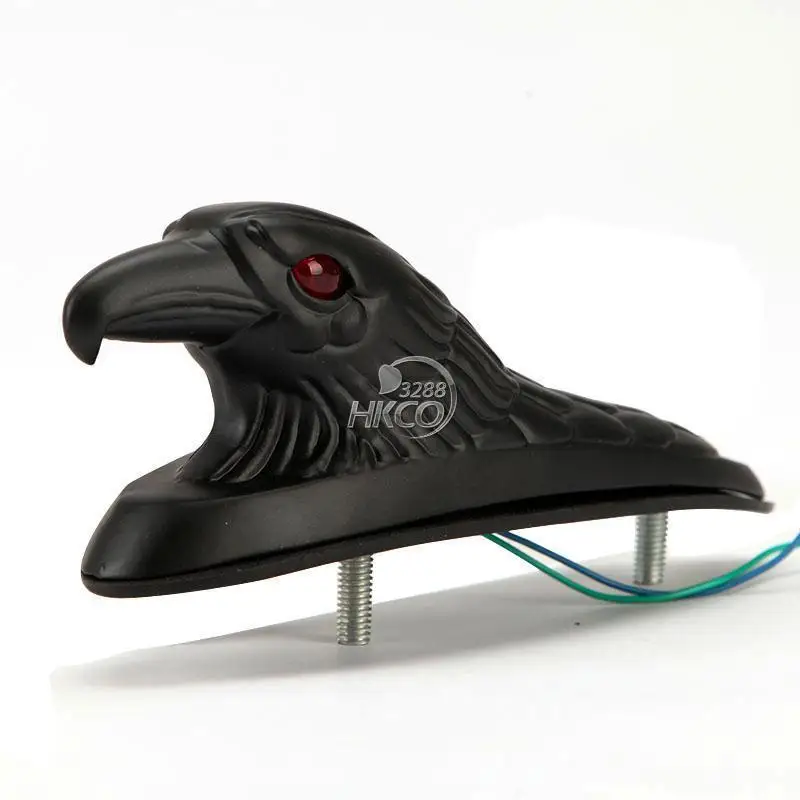 free shipping Motorcycle Black Eagle Head Fender Ornament Red Lighted Eye Custom Bike