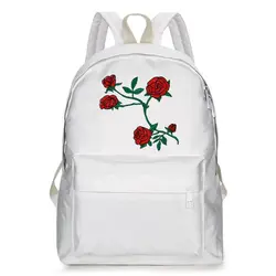 Harajuku Роза вышивка школьный рюкзак черный Для женщин туристические рюкзаки мешки для 2018 Для женщин студенты холст школьная сумка Mochila