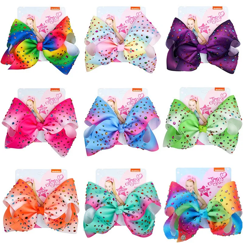 8" Large JoJo Bows for Girl Hair Clips Handmade Metalic JOJO SIWA