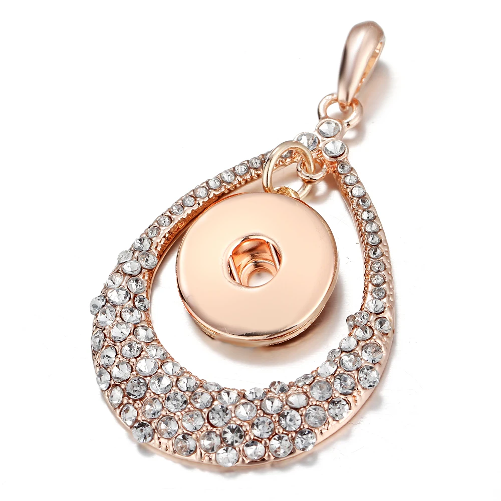 

High Quality Gold Rhinestone Metal Snap Button Pendant Fit 18mm Snap Buttons Pendant Necklaces Women Crystal Snap Jewelry