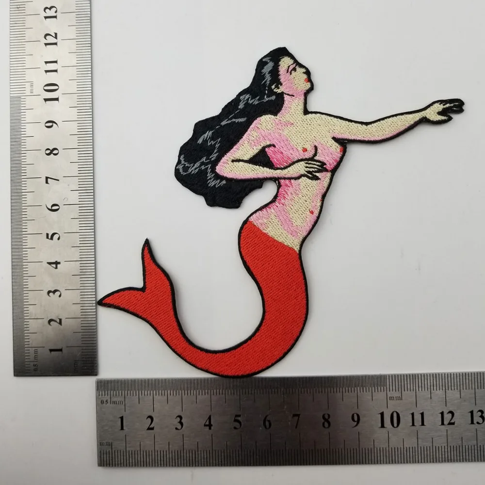 PKE0010 10pcs Lot Mermaid Beauty Embroidered Twill Patch Iron On Clothing 100% Embroidery DIY Applique Badge Flight Suit Emb (2)