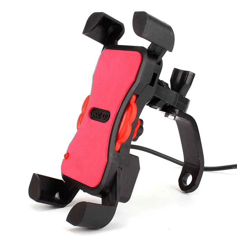 Rearview Holder Держатель для телефона на руль мотоцикла с автоматическим замком и поворотом на 360 градусов с USB зарядным устройством Универсальный кронштейн для смартфона заднего вида - Цвет: Rearview Holder
