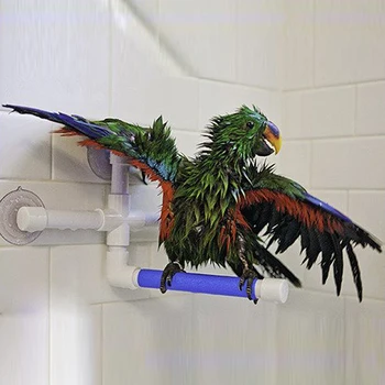 High Quality Parrot Bath Shower Standing Platform Rack Parrot Climbing and Biting Shower Perch Parakeet Bird Toy Random Color 1