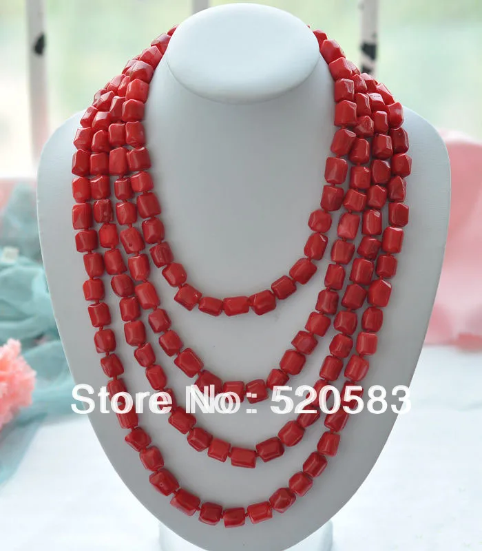

100" 12x14mm massive red coral NECKLACE