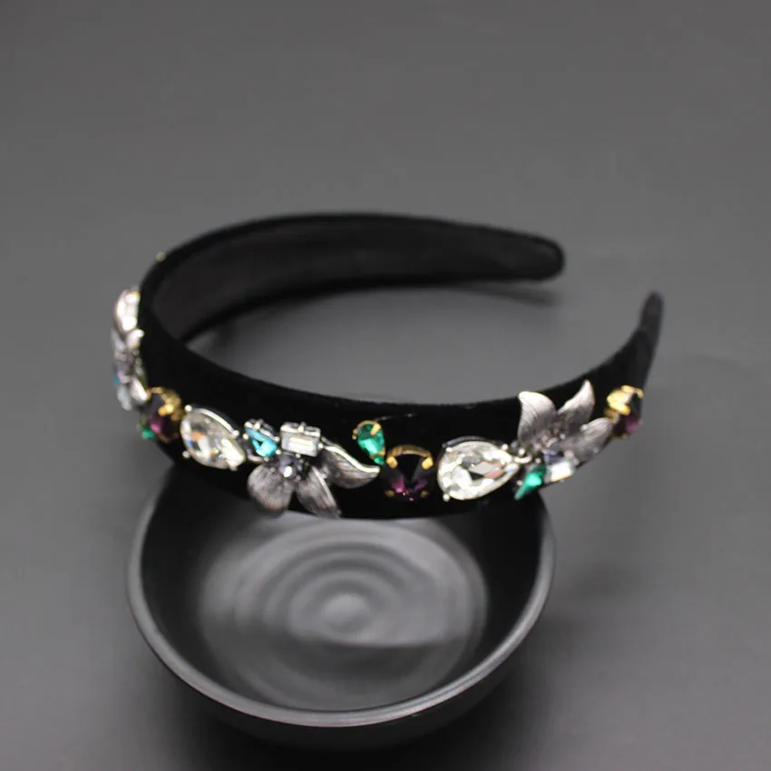  Baroque colorful headband full pearl white catwalk hair accessories leaves geometric simple headban