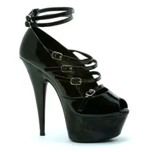 Пикантные римские туфли на очень высоком каблуке с открытым носком; тонкие туфли для танцев с ремешком и пряжкой на 15 сантиметров