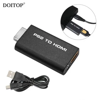 DOITOP For PS2 to HDMI HD Video Converter Audio Adapter AV Input to HDMI Video/Audio Signals Output Cable for PS2 HDTV Display