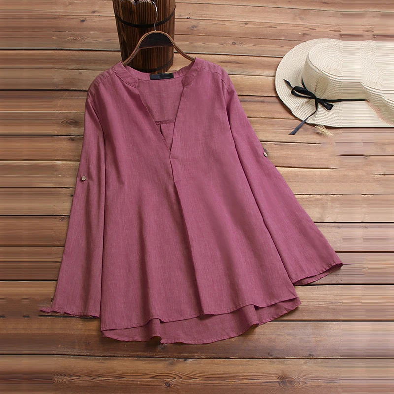 

Women Blouses 2019 Fashion Long Sleeve Solid Colour Shirt Office Ladies Plain Long Sleeve Blouse Shirt Casual Top Blusas Feminin