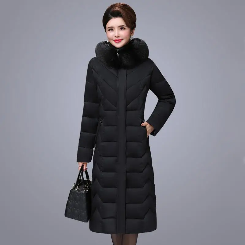 Lusumily, высокое качество, женская зимняя куртка, теплая, толстая, верхняя одежда, хлопок, пальто с меховым воротником, женский, размера плюс, 6xl, пуховик - Цвет: Black