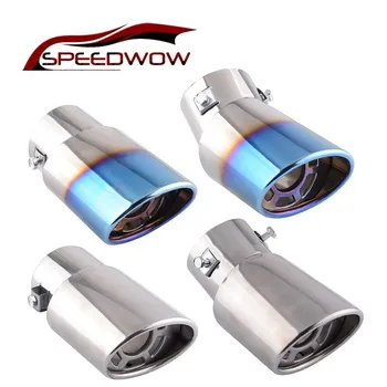 

SPEEDWOW Car Stainless Steel Round Exhaust Tip Muffler Pipe Universal Trim Rear Tail Throaty Exhaust Liner Car Accessories