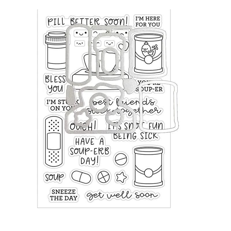 

Get well soon Transparent clear stamp/coordinating die for DIY Scrapbooking Card hand making/photo Album decoration