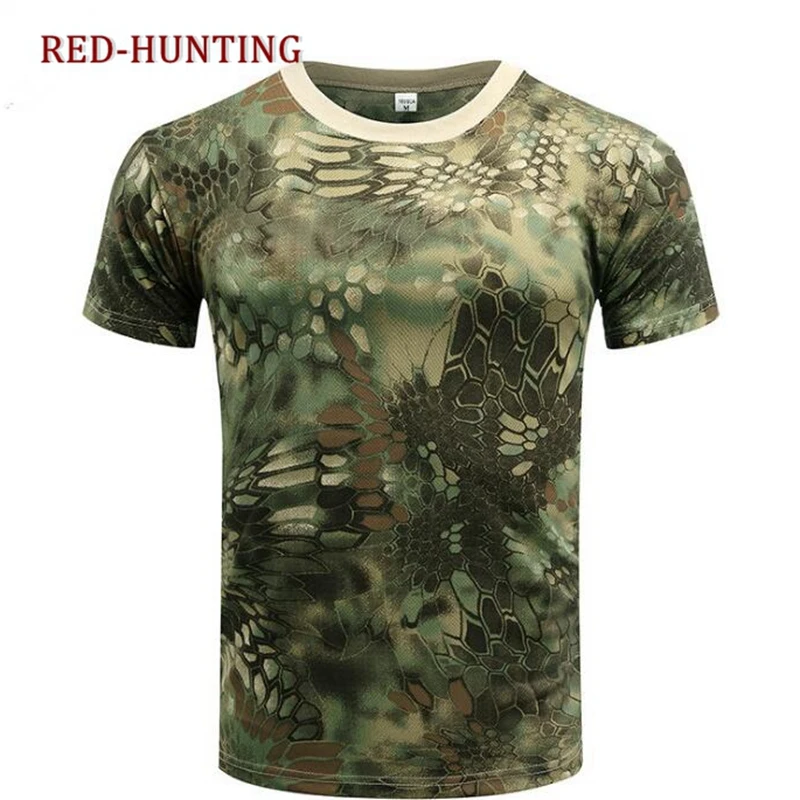 Tactical Military Camouflage T-shirt Men Breathable US Army Combat T Shirt Quick Dry Camo Outwear Camp Tees sport t shirt