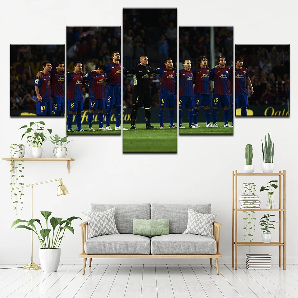 

5 Panel HD Printed football team sport wall posters Modular Sport Print On Canvas Art Painting For home living room decoration