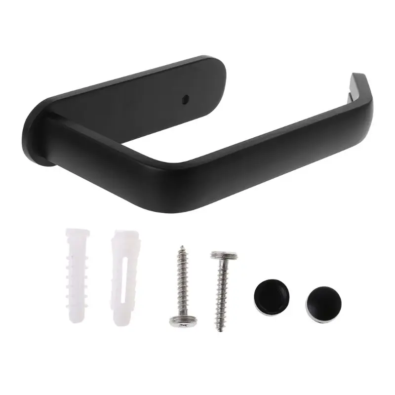 

Black toilet Stainless steel Wall Mounted Space Aluminum Roll Paper Holder Stand Napkins Rack Bathroom Accessories