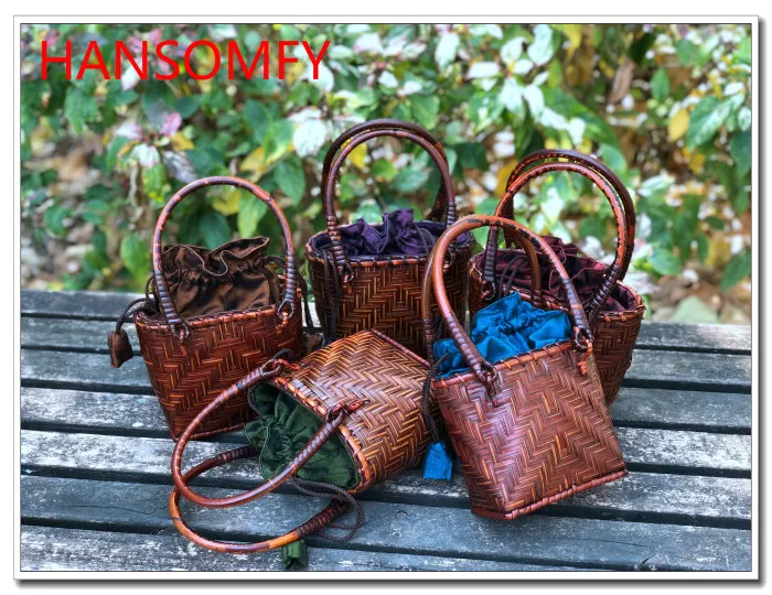 

HANSOMFY |Handmade Basket Rattan Straw Bags Bohemia Style Beach Bag Summer Chic MIni Bamboo Handbag Environment Friendly