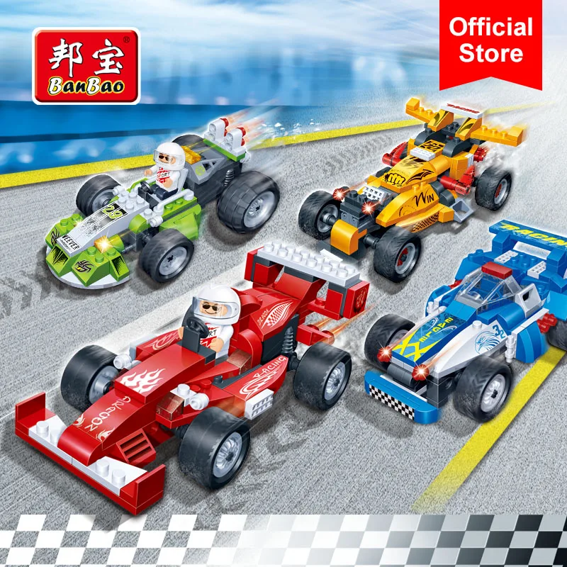 

BanBao Racing Car Pull Back Vehicle Bricks Educational Building Blocks Kids Children Creative Model Toys