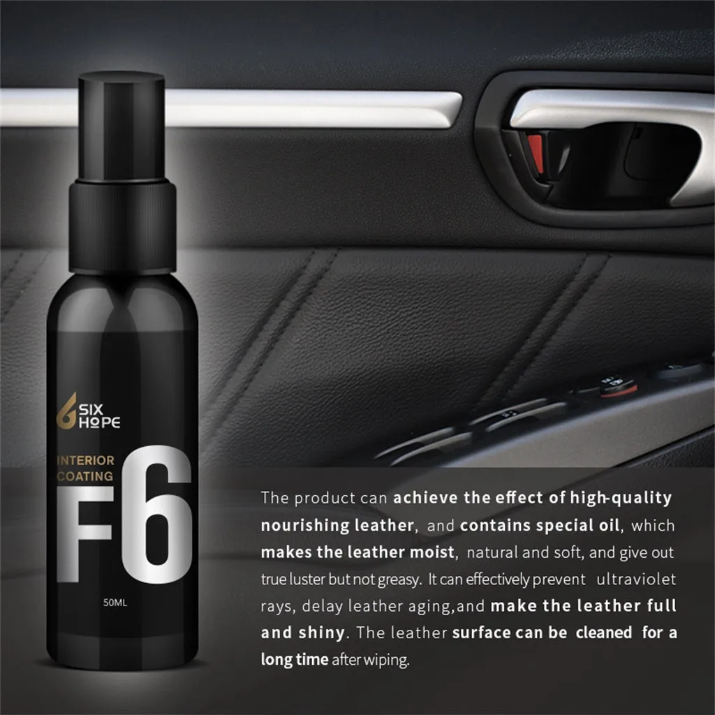 

NEW 50ML Car Seat Cover Care Water Interior Care Auto Interior Plastic Leather Vinyl Coating+Towels Cockpit Care Anti-corrosion